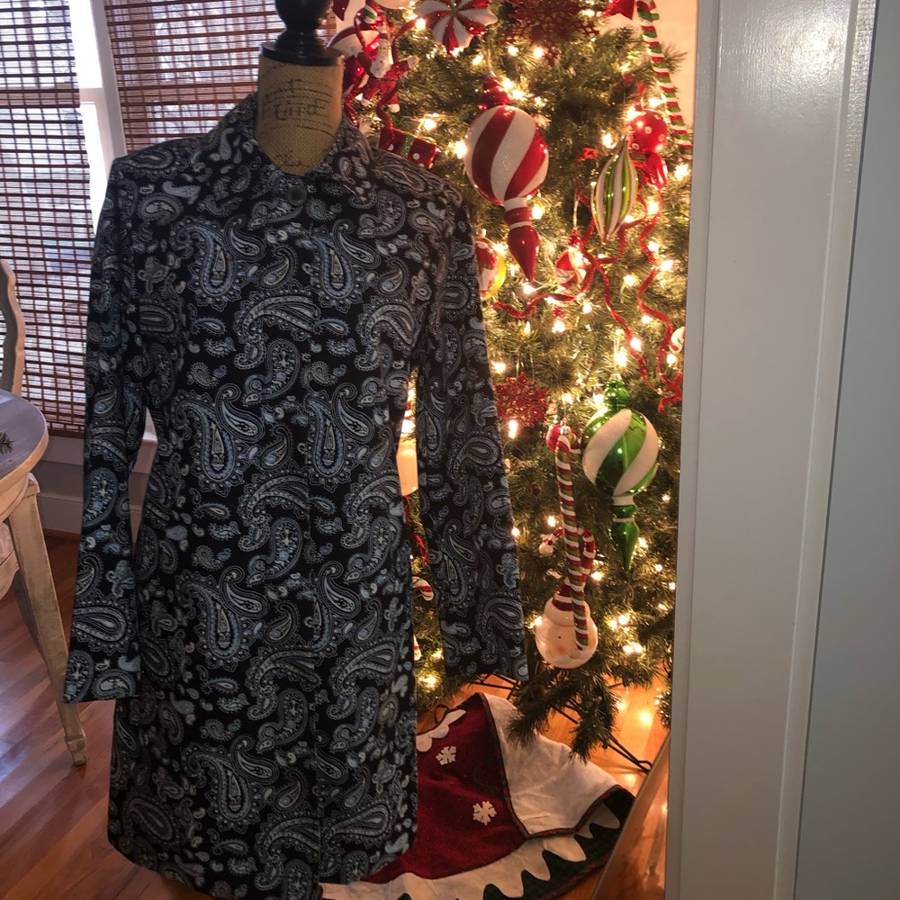 Michael Kors raincoat navy blue paisley size Med